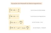 Equações de Maxwell do Eletromagnetismo Lei de Gauss da Eletricidade Lei de Gauss do Magnetismo Lei de Faraday - Lenz Lei de Ampère - Maxwell.