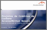 Vitória, 19/10/2012 IV Simpósio de Mercado de Créditos de Carbono Projetos de Créditos de Carbono ArcelorMittal Brasil.
