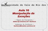 1 Aula 10 Manipulação de Exceções Universidade do Vale do Rio dos Sinos barbosa barbosa@exatas.unisinos.br.