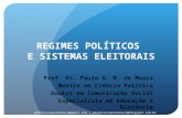 REGIMES POLÍTICOS E SISTEMAS ELEITORAIS Prof. Dr. Paulo G. M. de Moura Mestre em Ciência Política Doutor em Comunicação Social Especialista em Educação.