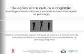 Universidade Federal de Pernambuco Pós-graduação em Psicologia – Psicologia Cognitiva Professor: Lafayette B. Melo Relações entre cultura e cognição abordagens.