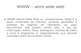 WWW – word wide web A WWW (World Wide Web ou, simplesmente, Web) é a parte multimídia da Internet, portanto possiblita a exibição de páginas de hipertexto,