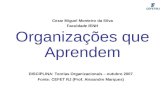 Organizações que Aprendem Cezar Miguel Monteiro da Silva Faculdade IENH DISCIPLINA: Teorias Organizacionais – outubro 2007 Fonte: CEFET RJ (Prof. Alexandre.