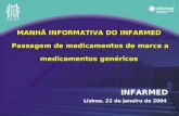MANHÃ INFORMATIVA DO INFARMED Passagem de medicamentos de marca a medicamentos genéricos INFARMED Lisboa, 22 de Janeiro de 2004.