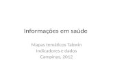 Informações em saúde Mapas temáticos Tabwin Indicadores e dados Campinas, 2012.