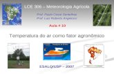 Temperatura do ar como fator agronômico LCE 306 – Meteorologia Agrícola Prof. Paulo Cesar Sentelhas Prof. Luiz Roberto Angelocci ESALQ/USP – 2007 Aula.
