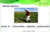 1 Prof. Vilmar A. Silva Direito Agrário. Conceito Direito Rural ou agrário é o conjunto de normas reguladoras dos direitos e obrigações concernentes às.