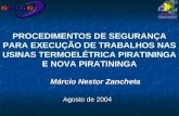 PROCEDIMENTOS DE SEGURANÇA PARA EXECUÇÃO DE TRABALHOS NAS USINAS TERMOELÉTRICA PIRATININGA E NOVA PIRATININGA Márcio Nestor Zancheta Agosto de 2004.
