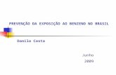 PREVENÇÃO DA EXPOSIÇÃO AO BENZENO NO BRASIL Danilo Costa Junho 2009.
