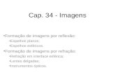 Cap. 34 - Imagens Formação de imagens por reflexão: Espelhos planos; Espelhos esféricos. Formação de imagens por refração: Refração em interface esférica;