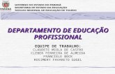 DEPARTAMENTO DE EDUCAÇÃO PROFISSIONAL EQUIPE DE TRABALHO: CLAUDETE MIOLA DE CASTRO CLEBER FERREIRA DE ALMEIDA FRANCIELE BOCK ROSIMERY FAVARETO GUGEL.