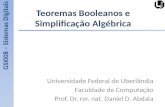 Teoremas Booleanos e Simplificação Algébrica Universidade Federal de Uberlândia Faculdade de Computação Prof. Dr. rer. nat. Daniel D. Abdala GSI008 – Sistemas.