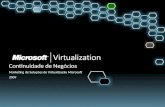 Continuidade de Negócios Marketing de Soluções de Virtualização Microsoft 2009.