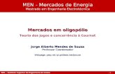 - 1 - Mercados em oligopólio Teoria dos jogos e concorrência à Cournot Jorge Alberto Mendes de Sousa Professor Coordenador Webpage: pwp.net.ipl.pt/deea.isel/jsousa.