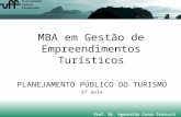 MBA em Gestão de Empreendimentos Turísticos PLANEJAMENTO PÚBLICO DO TURISMO 6ª aula Prof. Dr. Aguinaldo Cesar Fratucci.