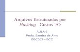 Arquivos Estruturados por Hashing– Custos I/O AULA 6 Profa. Sandra de Amo GBC053 – BCC.