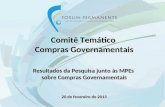 Comitê Temático Compras Governamentais Resultados da Pesquisa junto às MPEs sobre Compras Governamentais 20 de fevereiro de 2013.