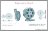 ELEMENTOS DE MÁQUINAS II Engrenagens Engrenagens (Gears) Engrenagens cilíndricas de dentes rectos (Spur gear drive) Engrenagens cilíndricas de dentes helicoidais.