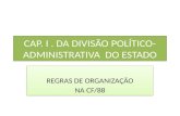 CAP. I. DA DIVISÃO POLÍTICO- ADMINISTRATIVA DO ESTADO REGRAS DE ORGANIZAÇÃO NA CF/88 REGRAS DE ORGANIZAÇÃO NA CF/88.