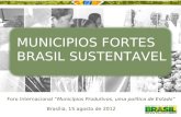 Brasília, 15 agosto de 2012 Foro Internacional “Municípios Produtivos, uma política de Estado” MUNICIPIOS FORTES BRASIL SUSTENTAVEL MUNICIPIOS FORTES BRASIL.