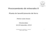 Procesamiento de minerales II Planta de beneficiamento de ferro Maria Luiza Souza Montevideo 16-20 Setembro 2013 1 UNIVERSIDADE DE LA REPUBLICA – URUGUAY.