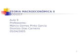 1 TEORIA MACROECONÔMICA II ECO1217 Aula 9 Professores: Márcio Gomes Pinto Garcia Dionísio Dias Carneiro 05/04/2005.