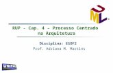 RUP - Cap. 4 – Processo Centrado na Arquitetura Disciplina: ESOF2 Prof. Adriana M. Martins.