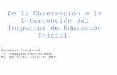 De la Observación a la Intervención del Inspector de Educación Inicial. Encuentro Provincial El Inspector hace escuela Mar del Plata, Junio de 2010.