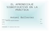 EL APRENDIZAJE SIGNIFICATIVO EN LA PRÁCTICA Antoni Ballester CEIP. CAMINO DE LA VILLA CENTRO DE ATENCIÓN PREFERENTE LA LAGUNA CURSO 2006-07 COORDINADORA: