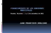 FINANCIAMIENTO DE LOS GOBIERNOS MUNICIPALES Posadas, Misiones – 1 y 2 de noviembre de 2012 JUAN FRANCISCO DOGLIANI.