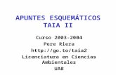 APUNTES ESQUEMÁTICOS TAIA II Curso 2003-2004 Pere Riera  Licenciatura en Ciencias Ambientales UAB.