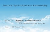 "Practical Tips for Business Sustainability" - Paul Buckley, Clouds Consultancy