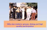 Group size, dialog and high quality participation