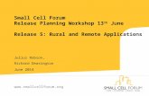 Small Cell Forum Release Five: Rural & Remote