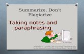 Summarize dont-plagiarize how-to-take-notes-intermediate