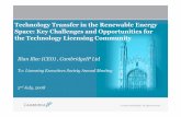 Technology Transfer in the Renewable Energy Space: Key Challenges and Opportunities for the Technology Licensing Community