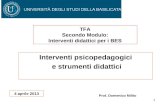 1 Interventi psicopedagogici e strumenti didattici Prof. Domenico Milito TFA Secondo Modulo: Interventi didattici per i BES 4 aprile 2013.
