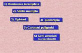 6) Geni associati (o concatenati) 6) Geni associati (o concatenati) 5) Caratteri poligenici 3) Epistasi 4) pleiotropia 2) Allelia multipla 1) Dominanza.