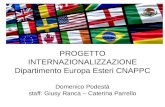 PROGETTO INTERNAZIONALIZZAZIONE Dipartimento Europa Esteri CNAPPC Domenico Podestà staff: Giusy Ranca – Caterina Parrello.