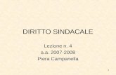 1 DIRITTO SINDACALE Lezione n. 4 a.a. 2007-2008 Piera Campanella.