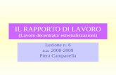 IL RAPPORTO DI LAVORO (Lavoro decentrato/ esternalizzazioni) Lezione n. 6 a.a. 2008-2009 Piera Campanella 1.