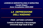 LA DEPRESSIONE DELLANZIANO LEZIONI DI GERONTOLOGIA E GERIATRIA Canale Dispari Anno Accademico 2005-2006 PROF. ANTONIO CAPURSO Cattedra di Geriatria e Gerontologia.