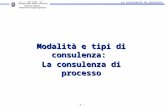 La consulenza di processo -1 - Modalità e tipi di consulenza: La consulenza di processo.