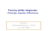 Teoria delle imposte: Principi, Equità, Efficienza Lezione 1 Scienza delle finanze – CLEA a.a. 2007-2008.