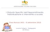 I Disturbi Specifici dellApprendimento. Individuazione e intervento a scuola Chez Roncoz (AO) – 6 settembre 2010 ASSOCIAZIONE ITALIANA DISLESSIA Lorenzo.