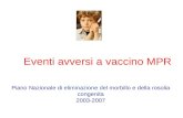 Eventi avversi a vaccino MPR Piano Nazionale di eliminazione del morbillo e della rosolia congenita 2003-2007.