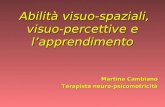 Abilità visuo-spaziali, visuo- percettive e lapprendimento Abilità visuo-spaziali, visuo- percettive e lapprendimento Martina Cambiano Martina Cambiano.