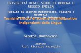 UNIVERSITÀ DEGLI STUDI DI MODENA E REGGIO EMILIA Facoltà di Scienze Matematiche, Fisiche e Naturali Corso di Laurea in Informatica Sandra Mantovani Relatore: