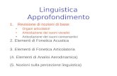 Linguistica Approfondimento 1.Revisione di nozioni di base: Organi articolatori Articolazione dei suoni vocalici Articolazione dei suoni consonantici 2.
