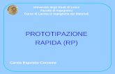 PROTOTIPAZIONE RAPIDA (RP) Università degli Studi di Lecce Facoltà di Ingegneria Corso di Laurea in Ingegneria dei Materiali Carola Esposito Corcione.